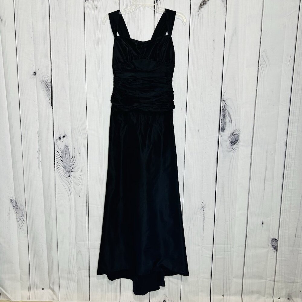 Lazaro Y2K Black Layered Taffeta Evening Gown Dress Sz 4 Sleeveless USA